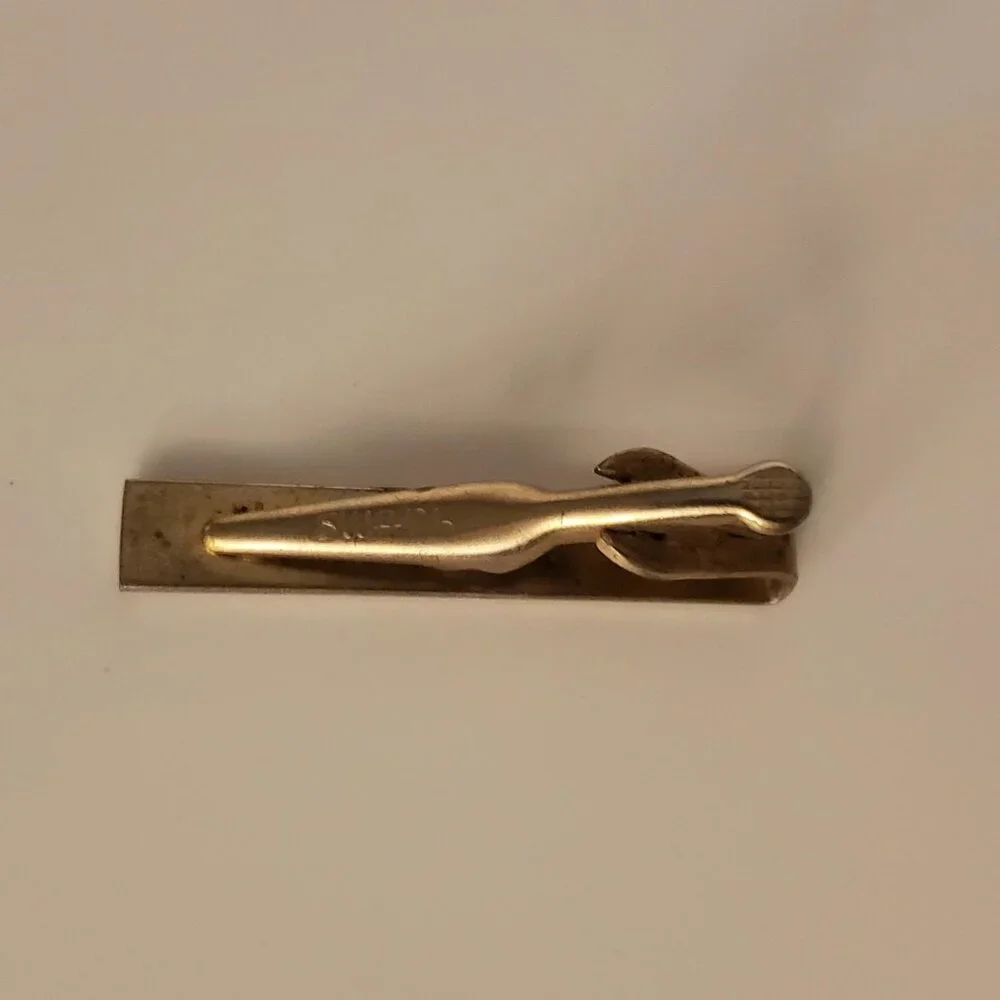 Vintage Swank Men's Gold Tone Cuff Links Tie Clip Set Square Art Deco Geometric